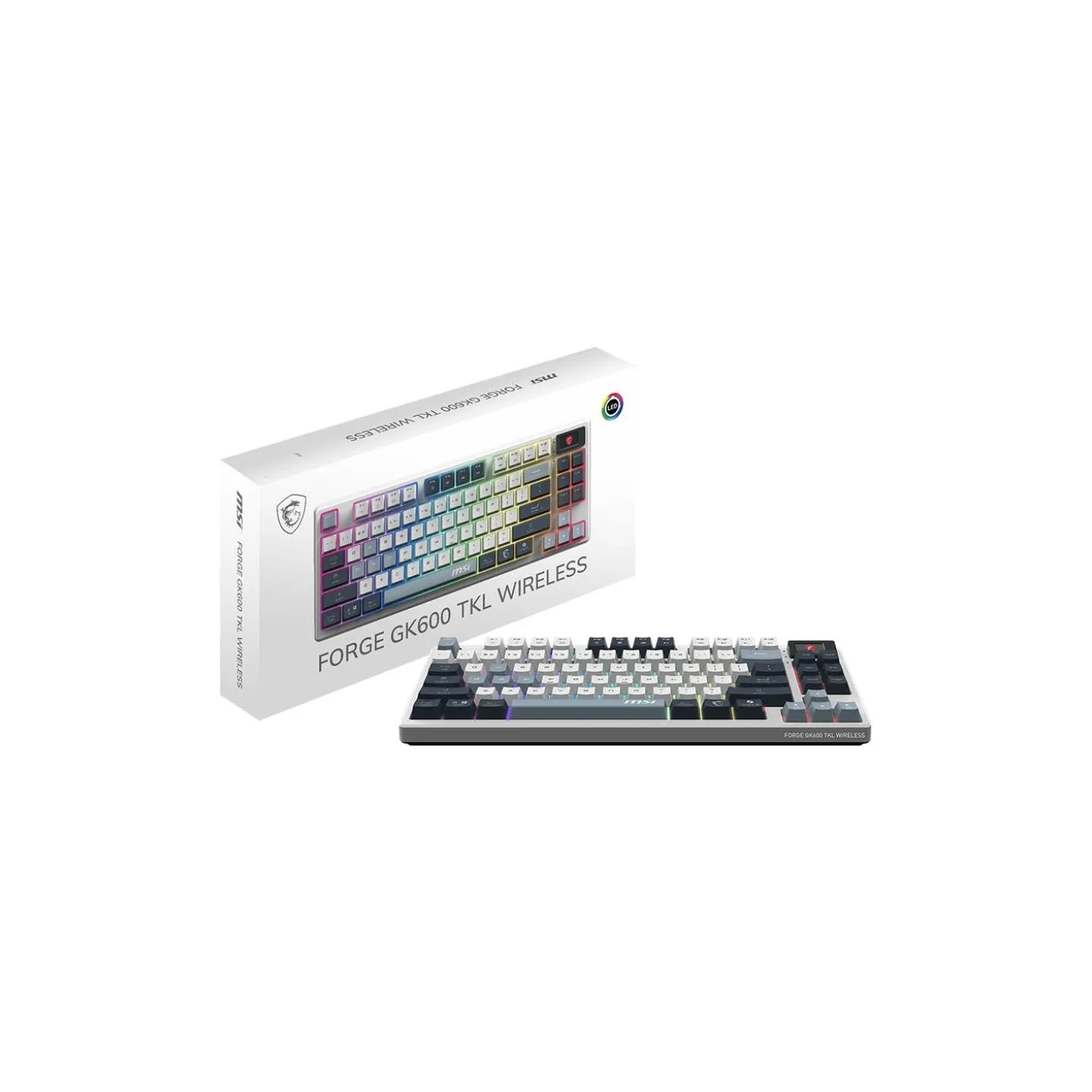 MSI FORGE GK600 TKL WIRELESS SKY | Gaming Keyboard | Wireless | Bluetooth | US | Mechanical Linear