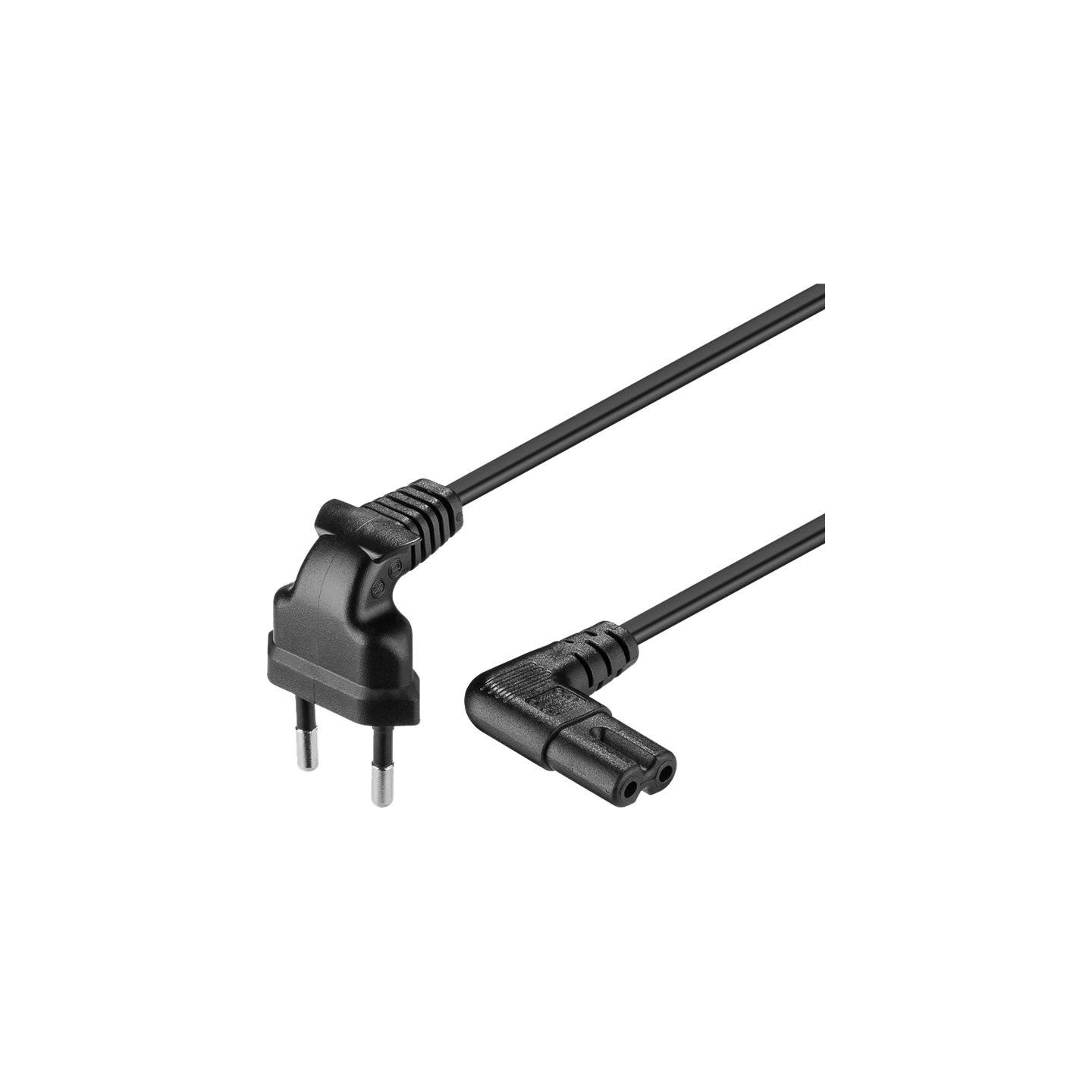 Goobay | 97350 | Euro connection cord, both ends angled | Black Euro male (Type C CEE 7/16) | Device socket C7