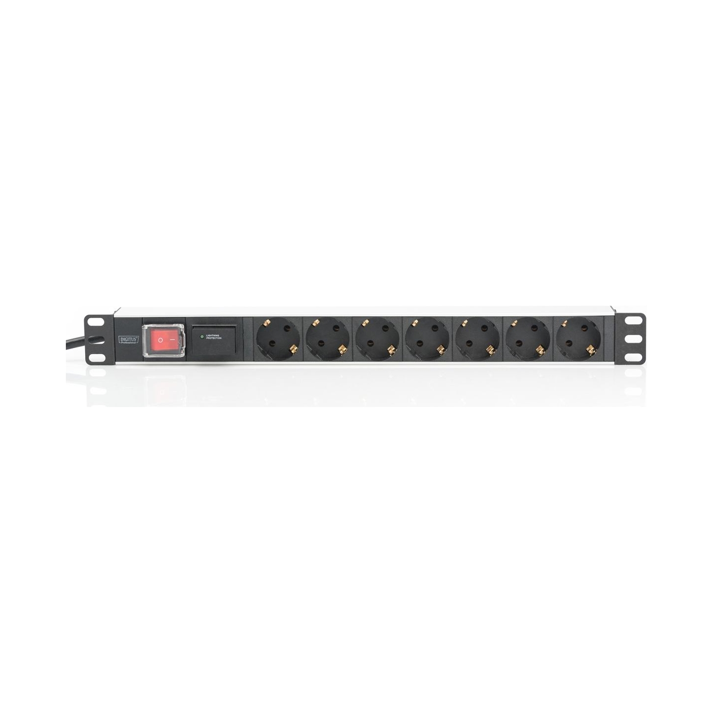 Digitus | 1U Aluminum PDU, rackmountable, 7x safety outlet 16A Plug, 250VAC 50/60Hz, switch, surge protection | DN-95407