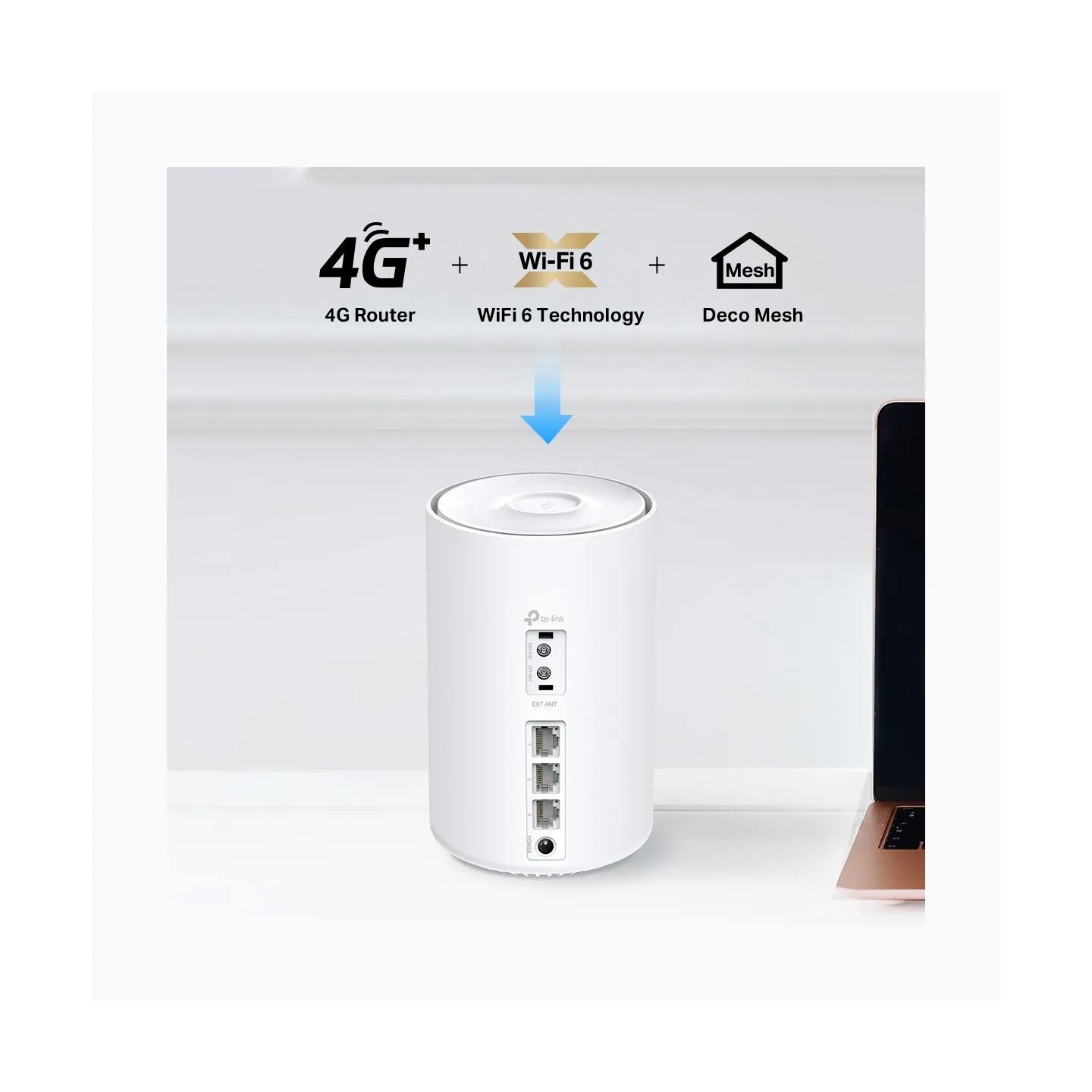 Tp-Link Router 4G+ AX1500 Deco X10-4G(1-pack) WholeHome Mesh Wi-Fi 6 SPEED: 300 Mbps at 2.4 GHz + 1201 Mbps at 5 GHz, , 4G+ Cat6