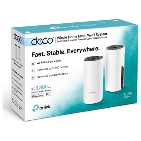 Tp-Link | Whole Home Mesh WiFi System | Deco M4 (2-Pack) | 802.11ac | 300+867 Mbit/s | 10/100/1000 Mbit/s | Ethernet LAN (RJ-45)