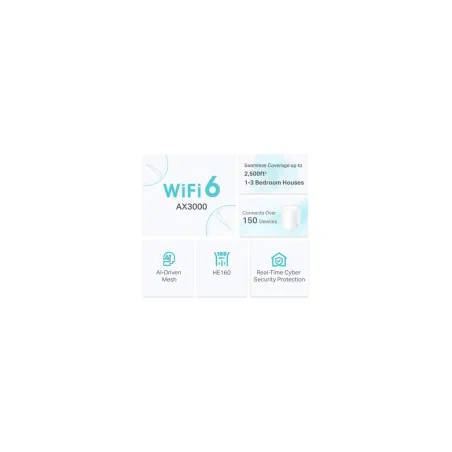 Tp-Link AX3000 Whole Home Mesh WiFi 6 Unit | Deco X50 (1-pack) | 802.11ax | 574+2402 Mbit/s | Ethernet LAN (RJ-45) ports 3 | Mes