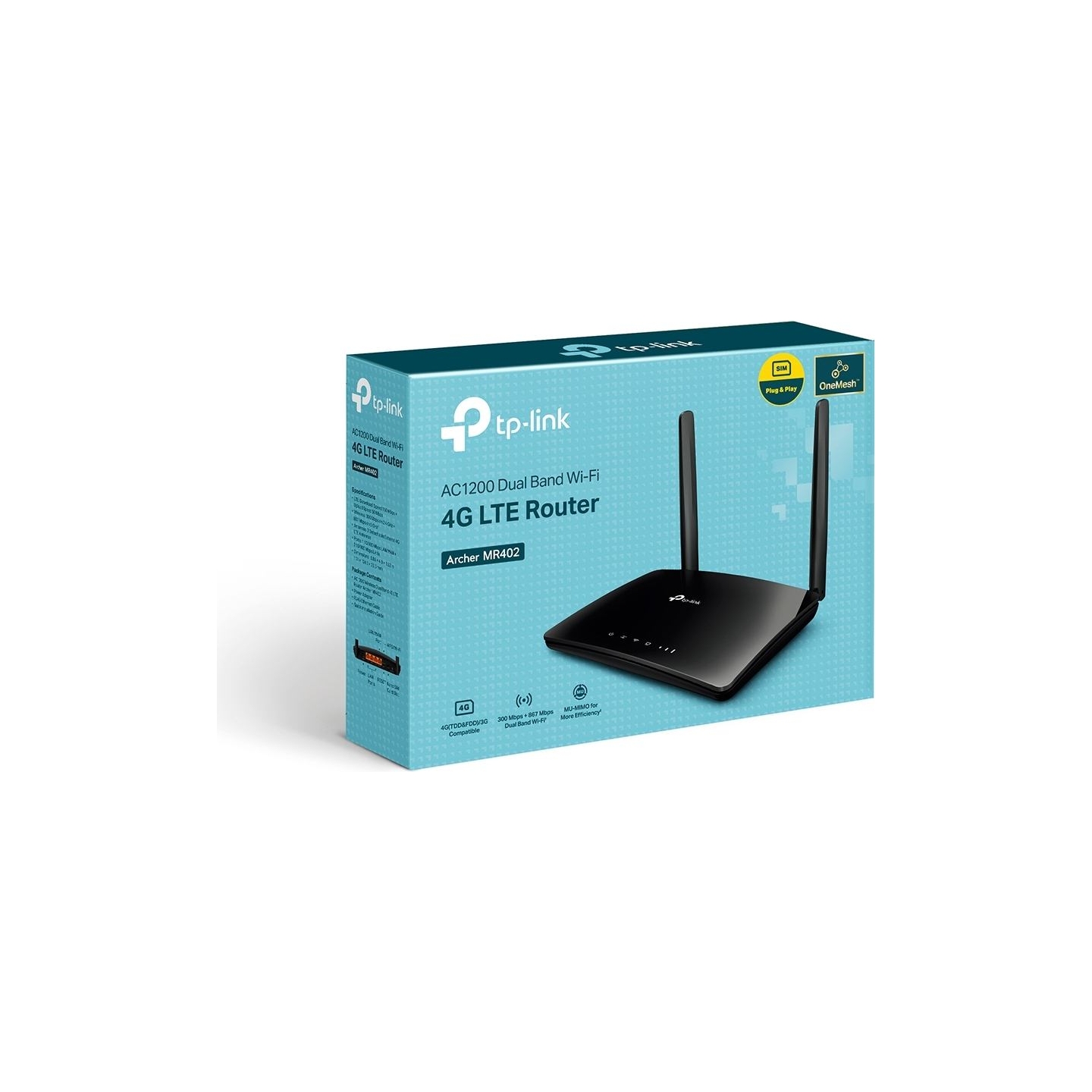 Tp-Link AC1200 Wireless Dual Band 4G LTE Router | Archer MR402 | 802.11ac | 10/100 Mbit/s | Mesh Support No | MU-MiMO No | No mo