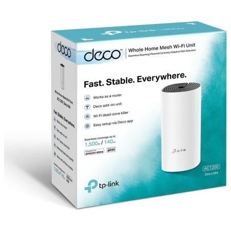 Tp-Link AC1200 Whole Home Mesh WiFi System | Deco M4 (1-pack) | 802.11ac | 867+300 Mbit/s | 10/100/1000 Mbit/s | Ethernet LAN (R