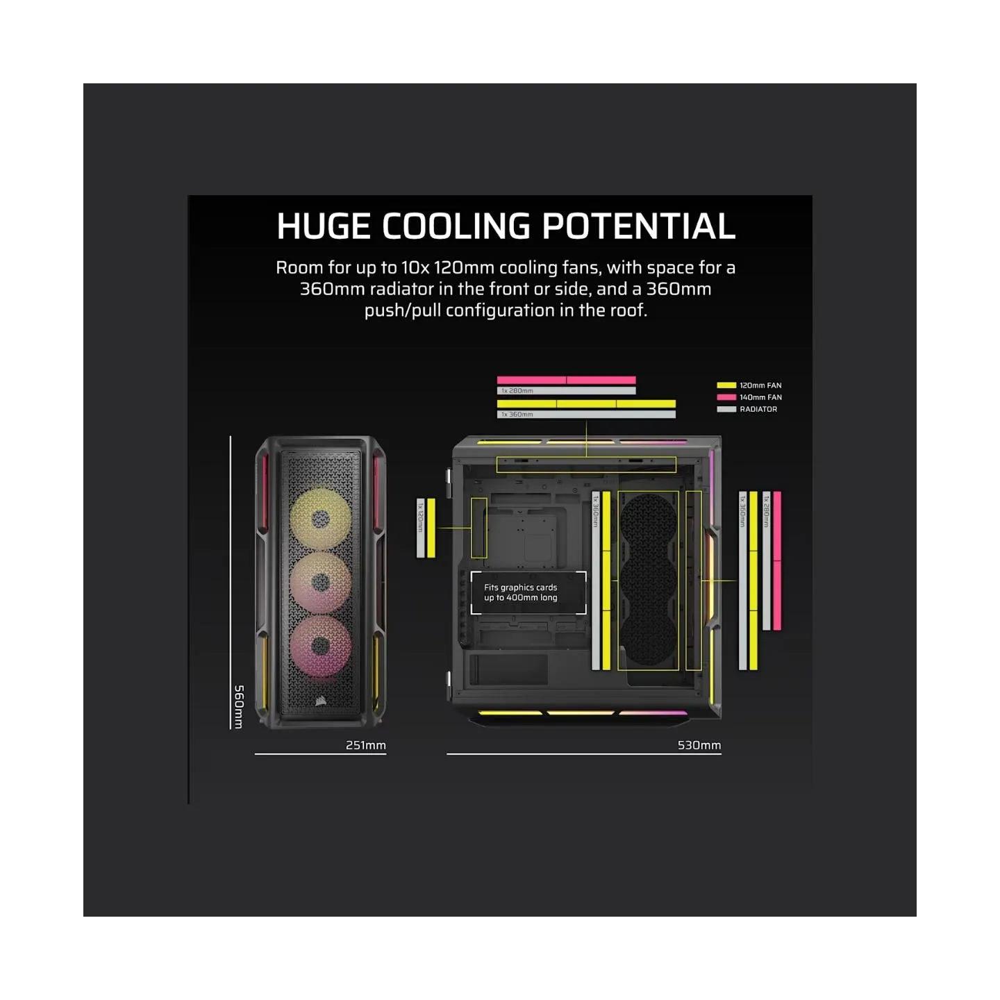 Corsair PC Case | iCUE LINK 5000T LX RGB | Black | Mid-Tower
