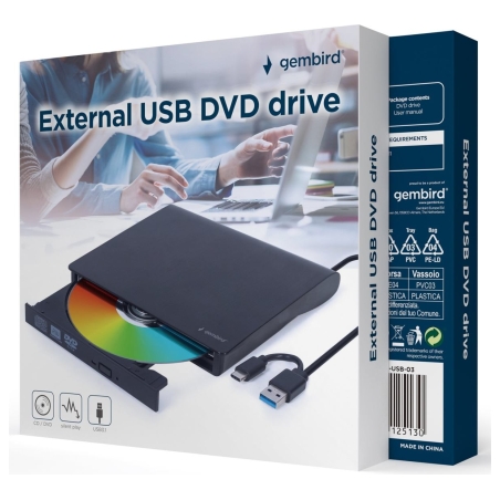Gembird External USB DVD drive black