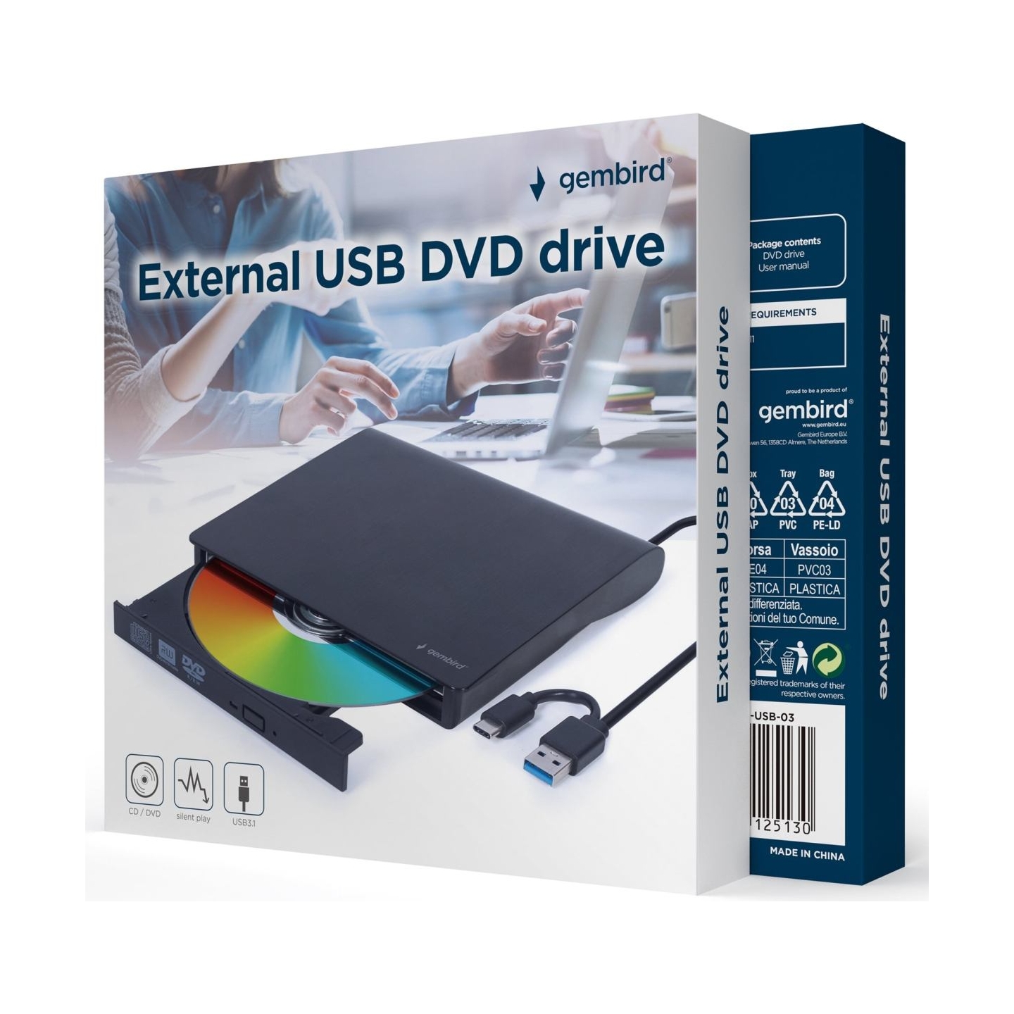 Gembird External USB DVD drive black