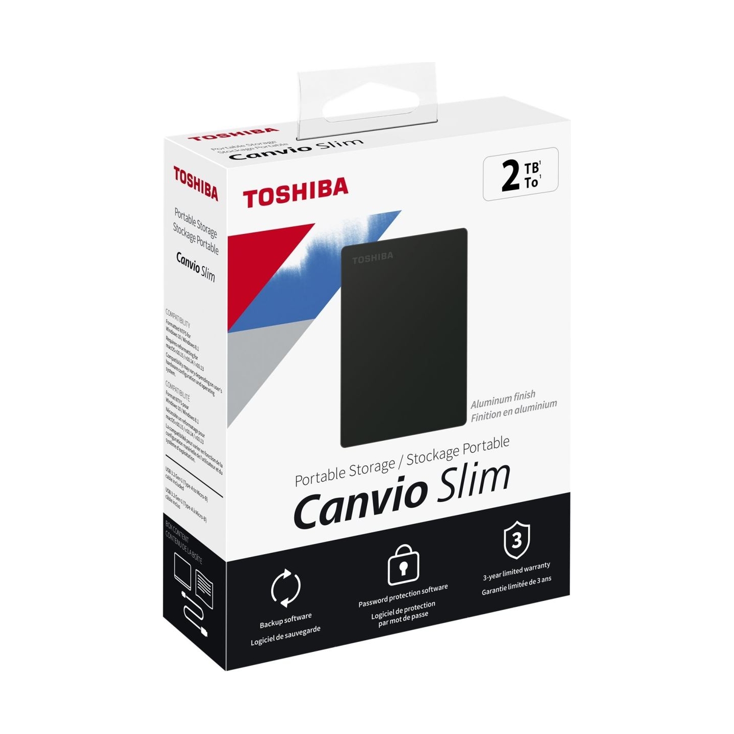 Toshiba Canvio Slim | HDTD320EK3EA | 2000 GB | 2.5 " | USB 3.2 Gen1 | Black