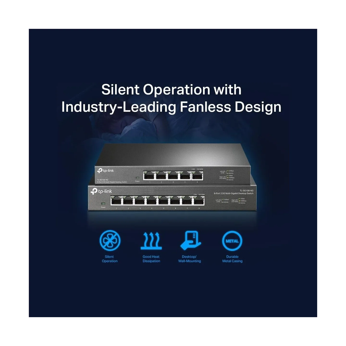 Tp-Link | 8-Port 2.5G Desktop Switch | TL-SG108-M2 | Unmanaged | Desktop | Power supply type External