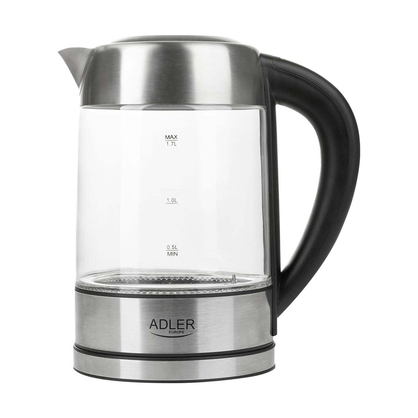 Adler | Kettle | AD 1247 | With electronic control | 1850 W | 1.7 L | Stainless steel/Glass | 360° rotational base | Stainless s