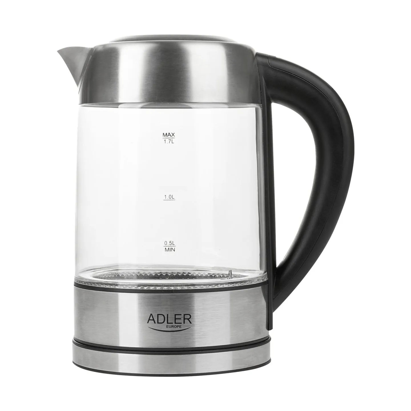 Adler | Kettle | AD 1247 | With electronic control | 1850 W | 1.7 L | Stainless steel/Glass | 360° rotational base | Stainless s