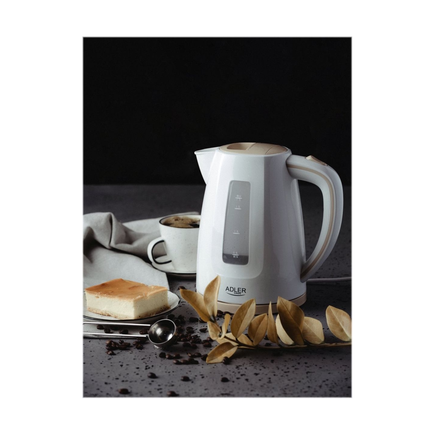 Adler | Kettle | AD 1264 | Standard | 2200 W | 1.7 L | Plastic | 360° rotational base | White