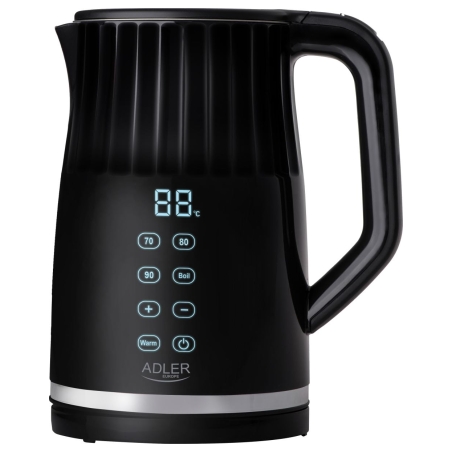 Adler Kettle with LED display | AD 1350 | Electric | 2200 W | 1.7 L | Stainless Steel | 360° rotational base | Black