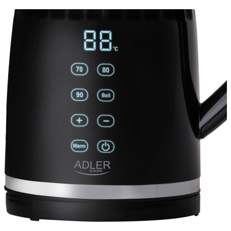 Adler Kettle with LED display | AD 1350 | Electric | 2200 W | 1.7 L | Stainless Steel | 360° rotational base | Black