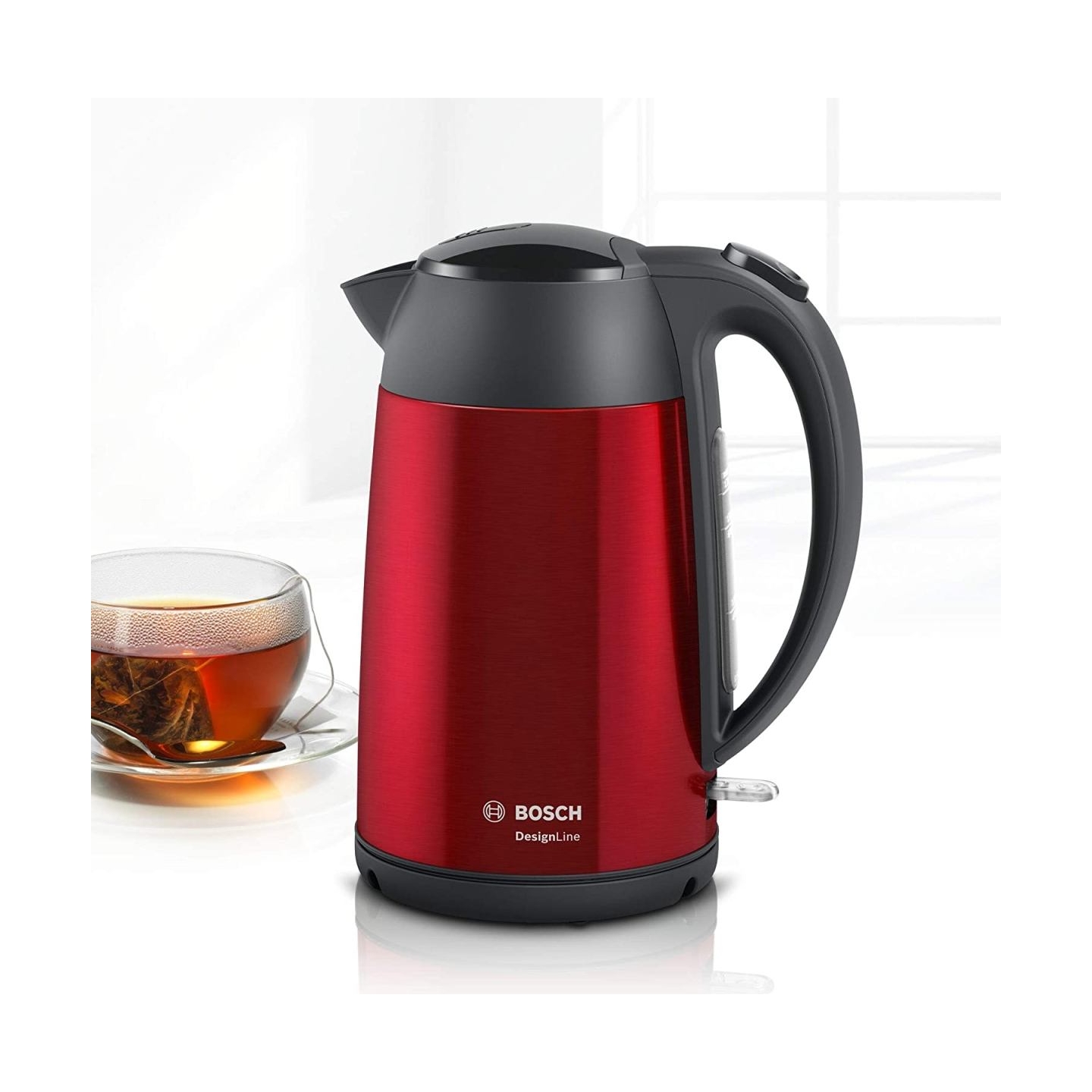 Bosch | Kettle | DesignLine TWK3P424 | Electric | 2400 W | 1.7 L | Stainless steel | 360° rotational base | Red