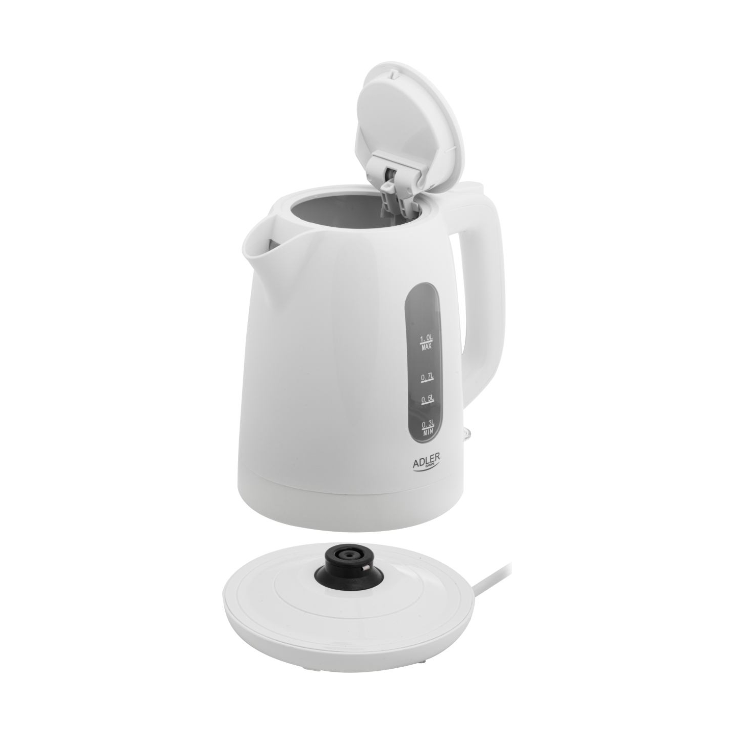Adler Kettle | AD 1380w | Electric | 2200 W | 1 L | Polypropylene | 360° rotational base | White