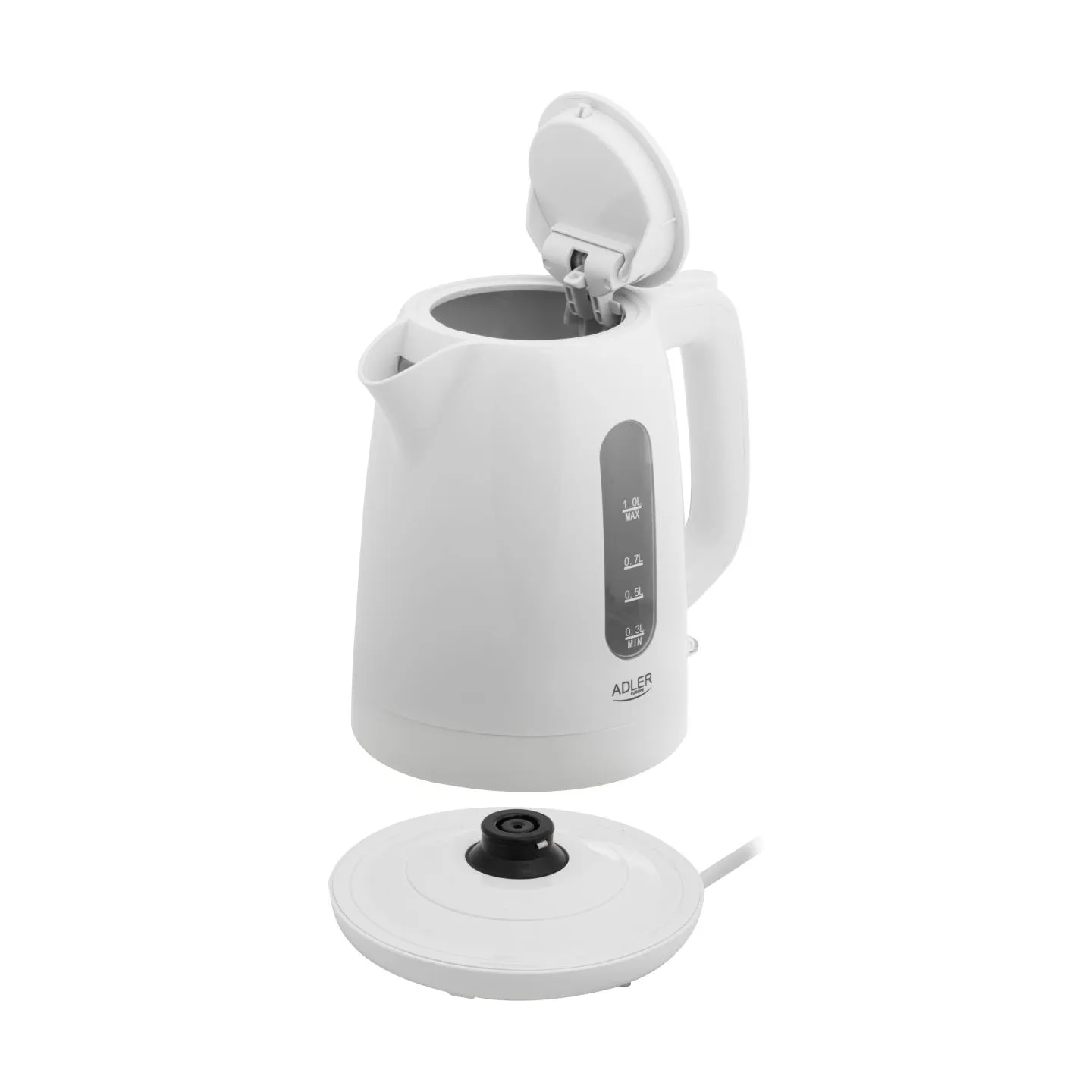 Adler Kettle | AD 1380w | Electric | 2200 W | 1 L | Polypropylene | 360° rotational base | White