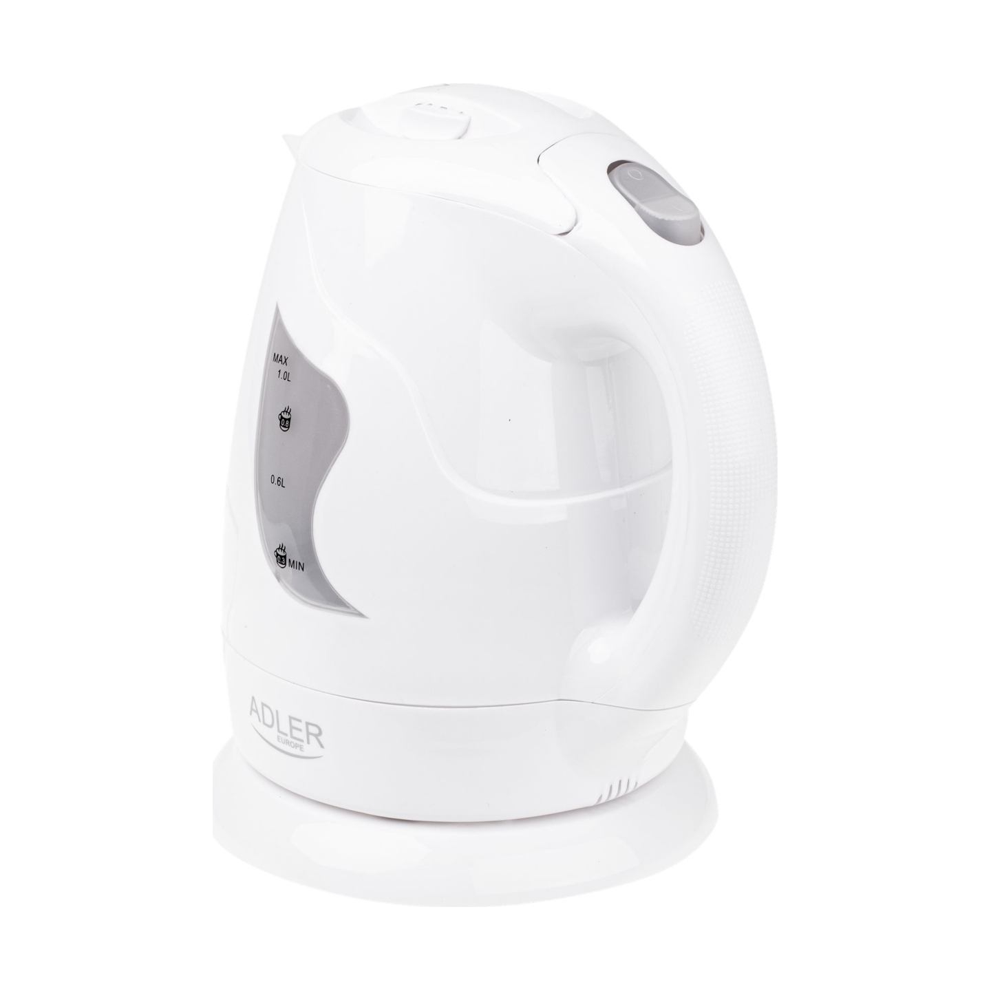 Adler | Kettle | AD 08 | Standard | 850 W | 1 L | Plastic | 360° rotational base | White