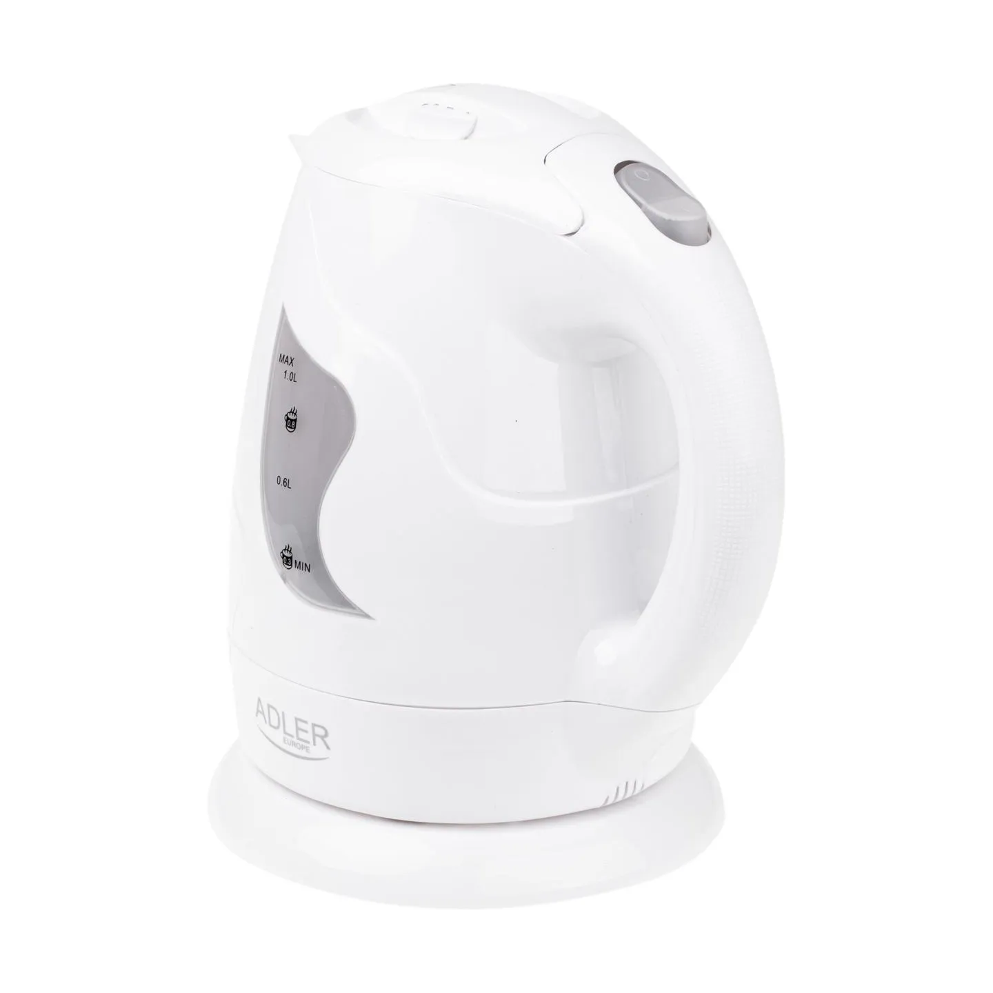 Adler | Kettle | AD 08 | Standard | 850 W | 1 L | Plastic | 360° rotational base | White