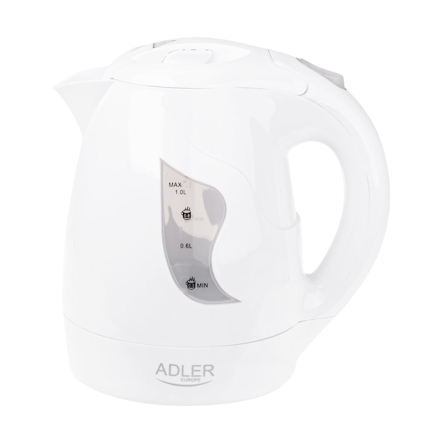 Adler | Kettle | AD 08 | Standard | 850 W | 1 L | Plastic | 360° rotational base | White