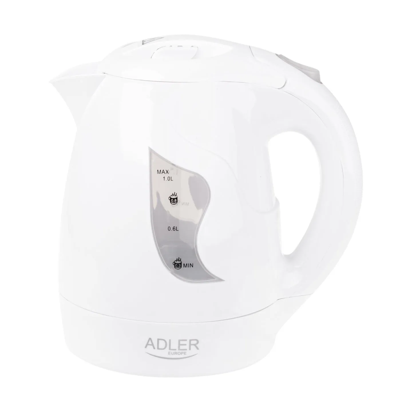 Adler | Kettle | AD 08 | Standard | 850 W | 1 L | Plastic | 360° rotational base | White