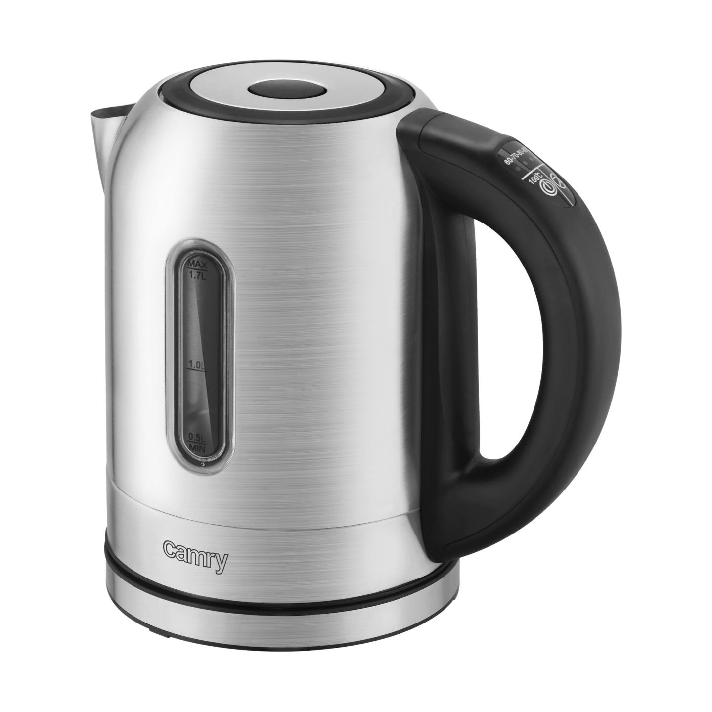 Camry | Kettle | CR 1253 | With electronic control | 2200 W | 1.7 L | Stainless steel | 360° rotational base | Stainless steel