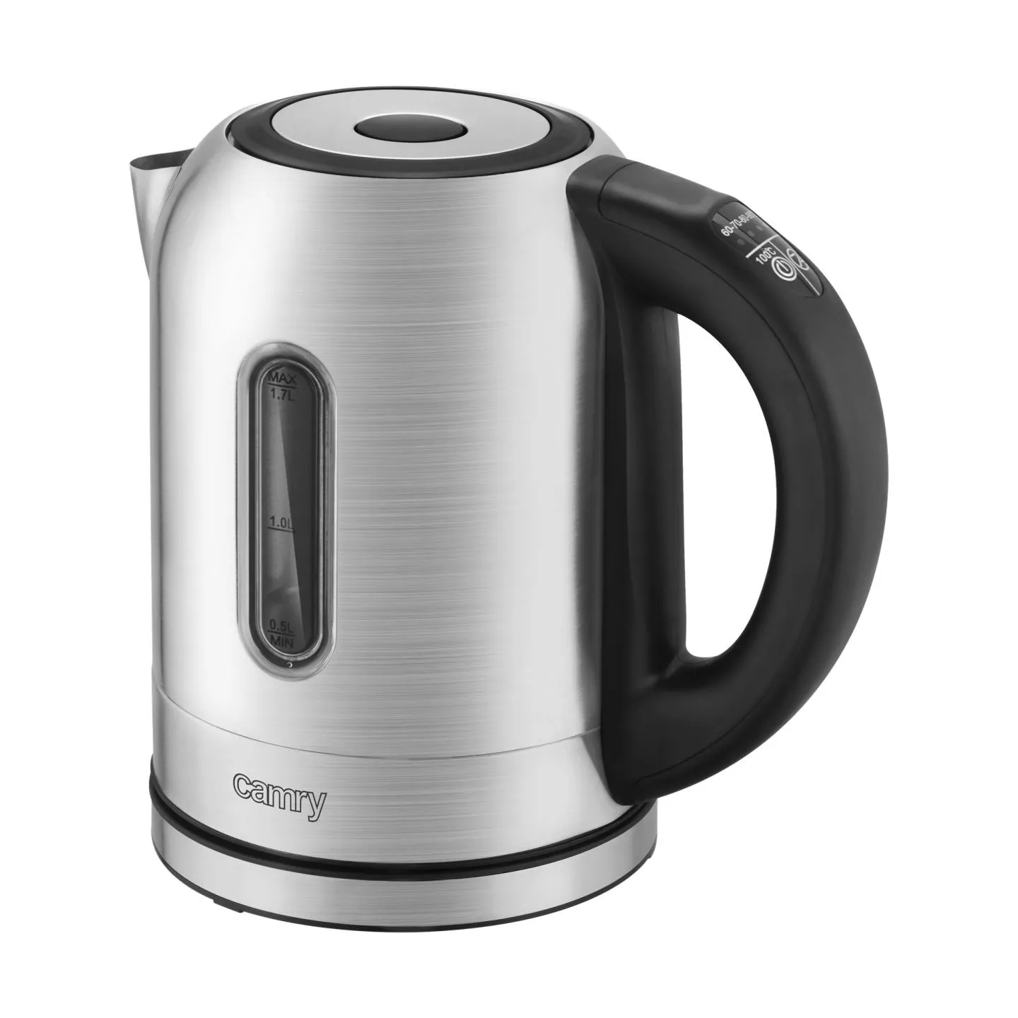 Camry | Kettle | CR 1253 | With electronic control | 2200 W | 1.7 L | Stainless steel | 360° rotational base | Stainless steel