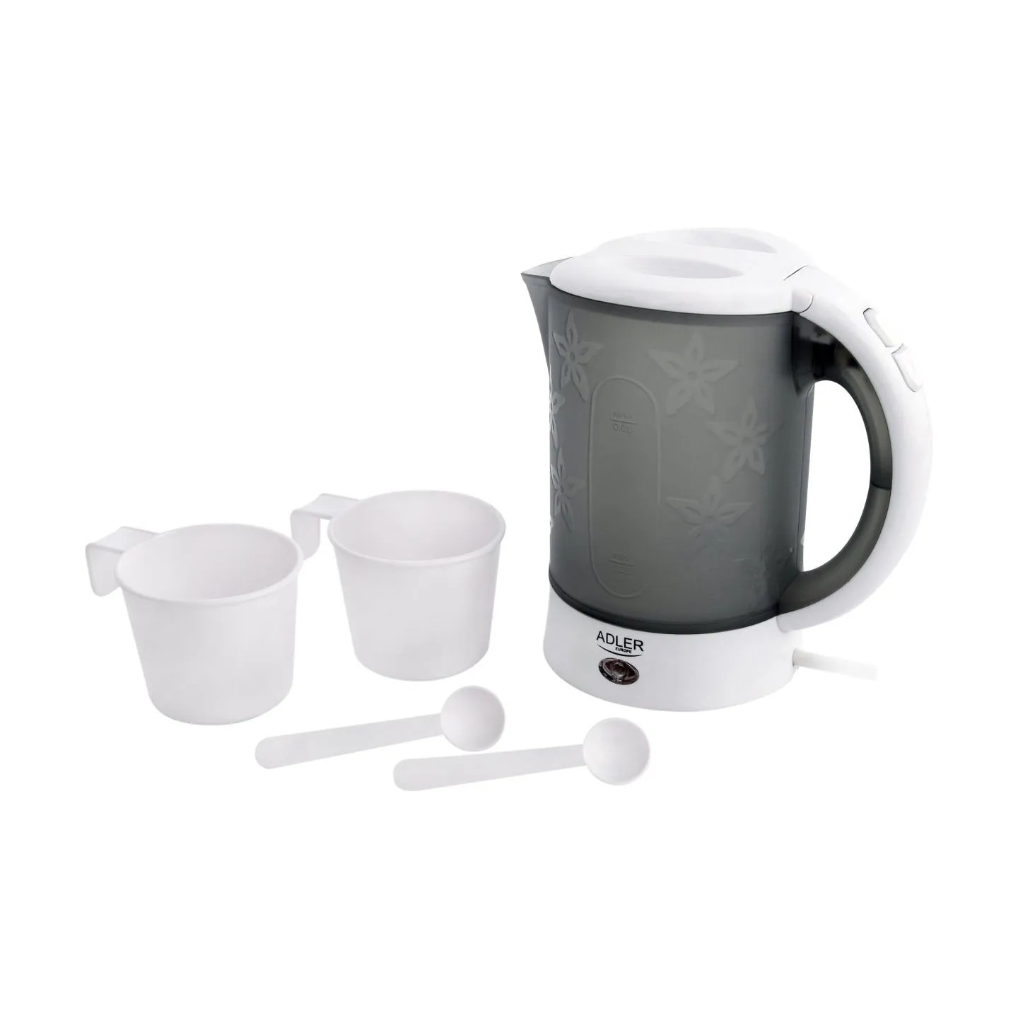Adler | Travel Kettle | AD 1268 | Standard | 600 W | 0.6 L | Plastic | White