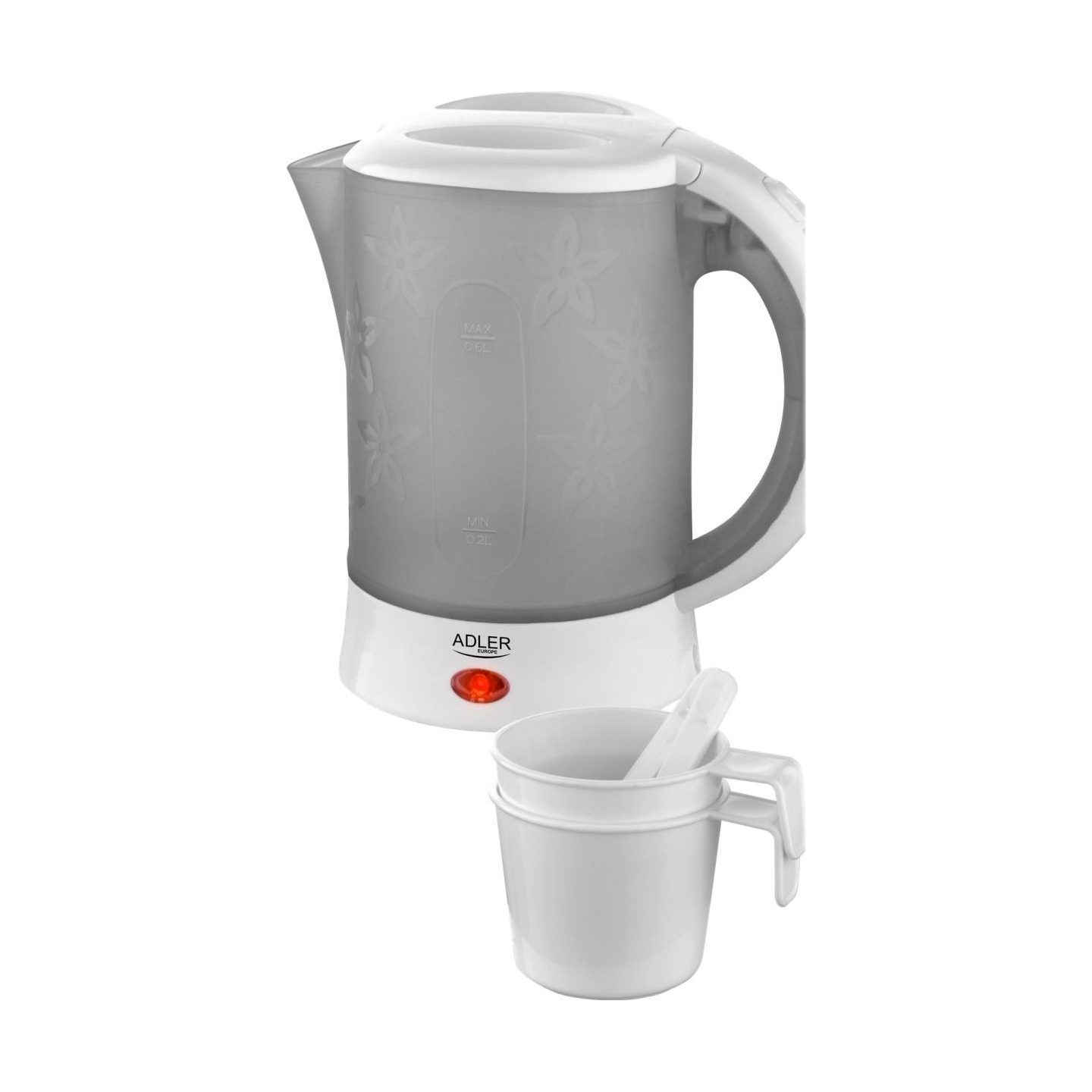Adler | Travel Kettle | AD 1268 | Standard | 600 W | 0.6 L | Plastic | White