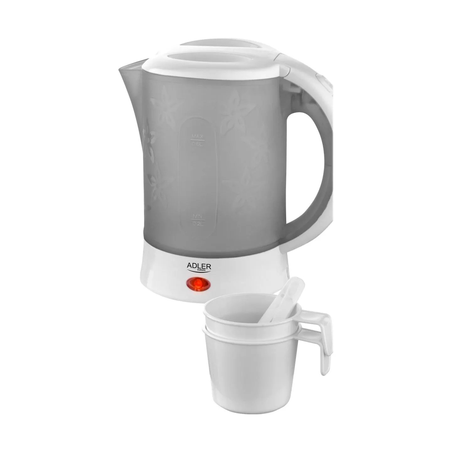 Adler | Travel Kettle | AD 1268 | Standard | 600 W | 0.6 L | Plastic | White