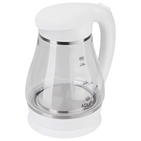 Adler | Kettle | AD 1274 | Electric | 2200 W | 1.7 L | Polypropylene/Glass | 360° rotational base | White