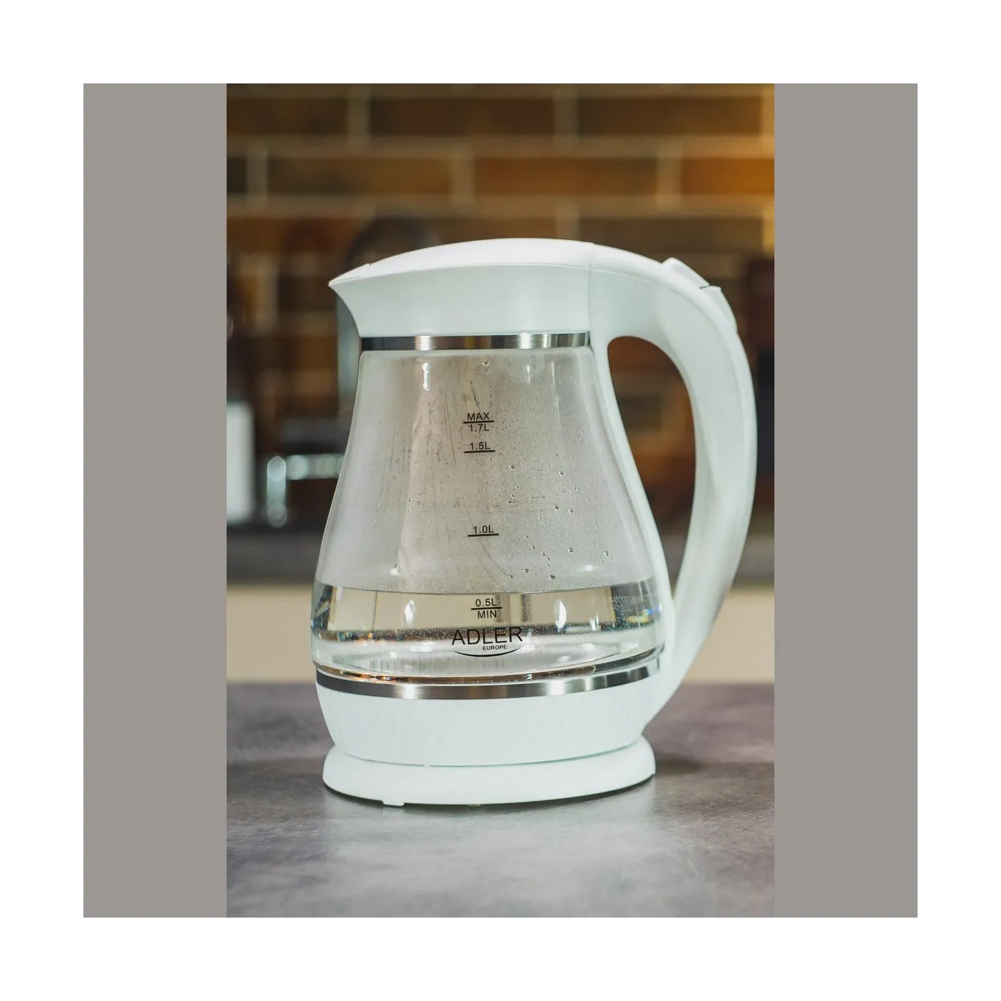 Adler | Kettle | AD 1274 | Electric | 2200 W | 1.7 L | Polypropylene/Glass | 360° rotational base | White