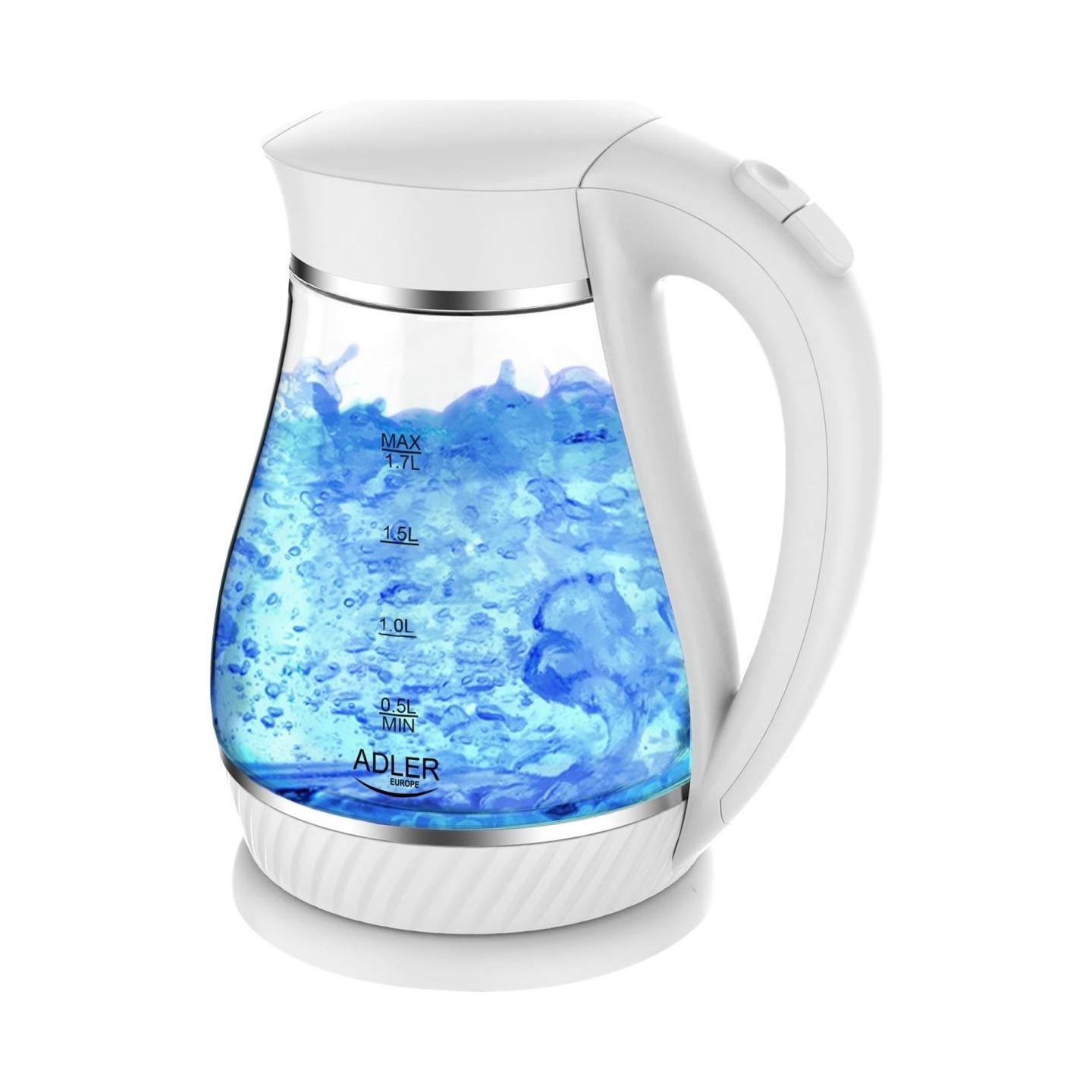 Adler | Kettle | AD 1274 | Electric | 2200 W | 1.7 L | Polypropylene/Glass | 360° rotational base | White