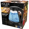Adler | Kettle | AD 1274 | Standard | 2200 W | 1.7 L | Plastic/Glass | 360° rotational base | Black/ transparent