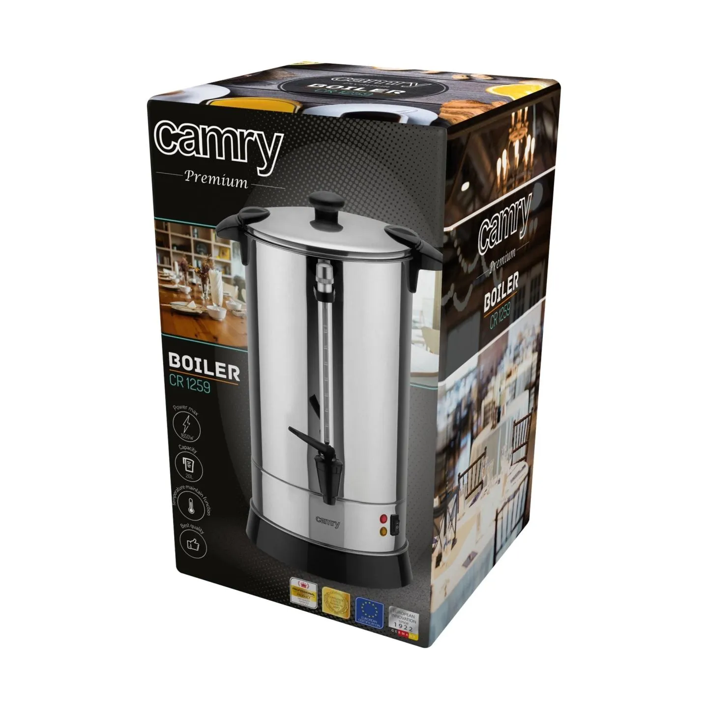 Camry | Boiler | CR 1259 | Electric | 1650 W | 20 L | Stainless steel | Stainless steel
