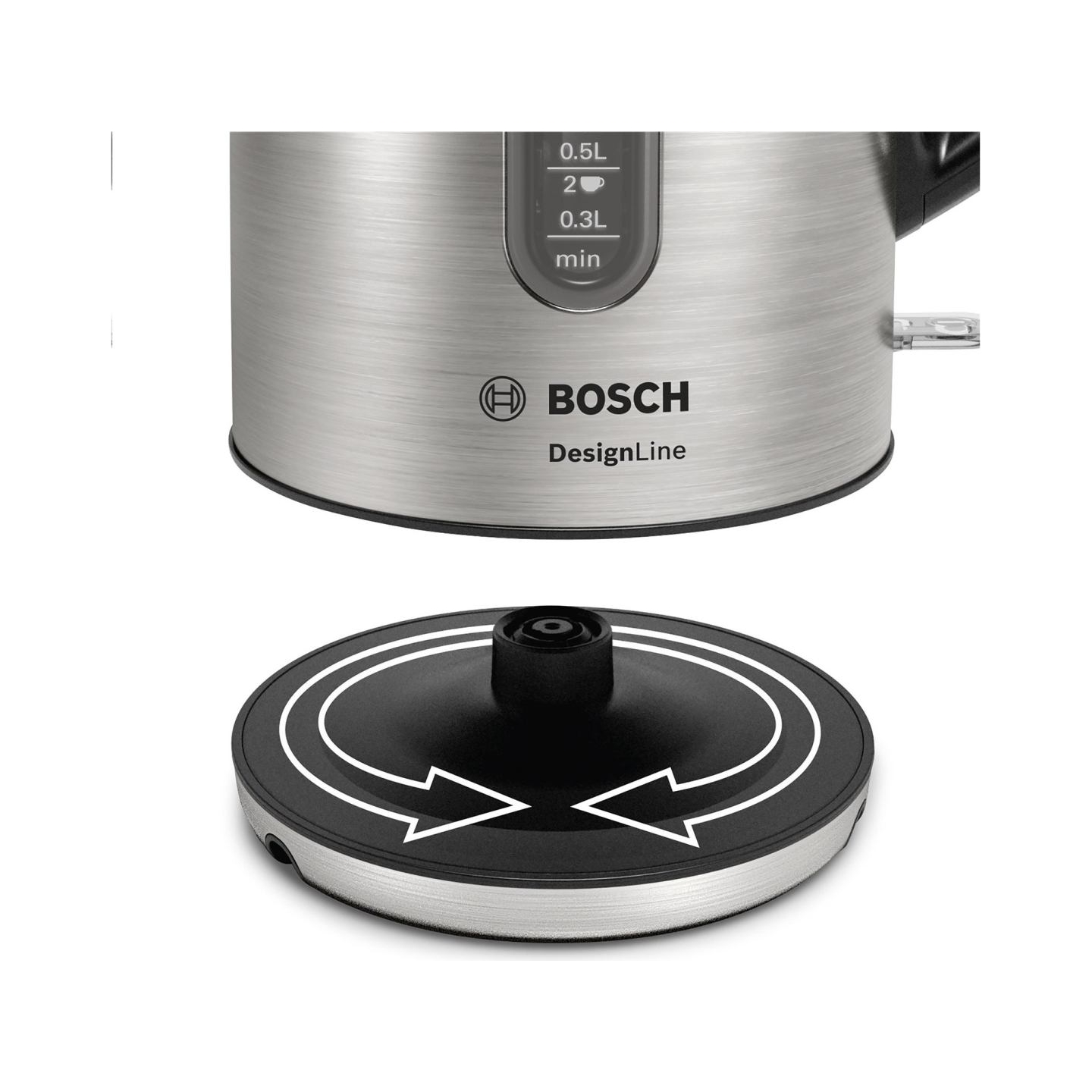 Bosch | Kettle | DesignLine TWK4P440 | Electric | 2400 W | 1.7 L | Stainless steel | 360° rotational base | Stainless steel/Blac