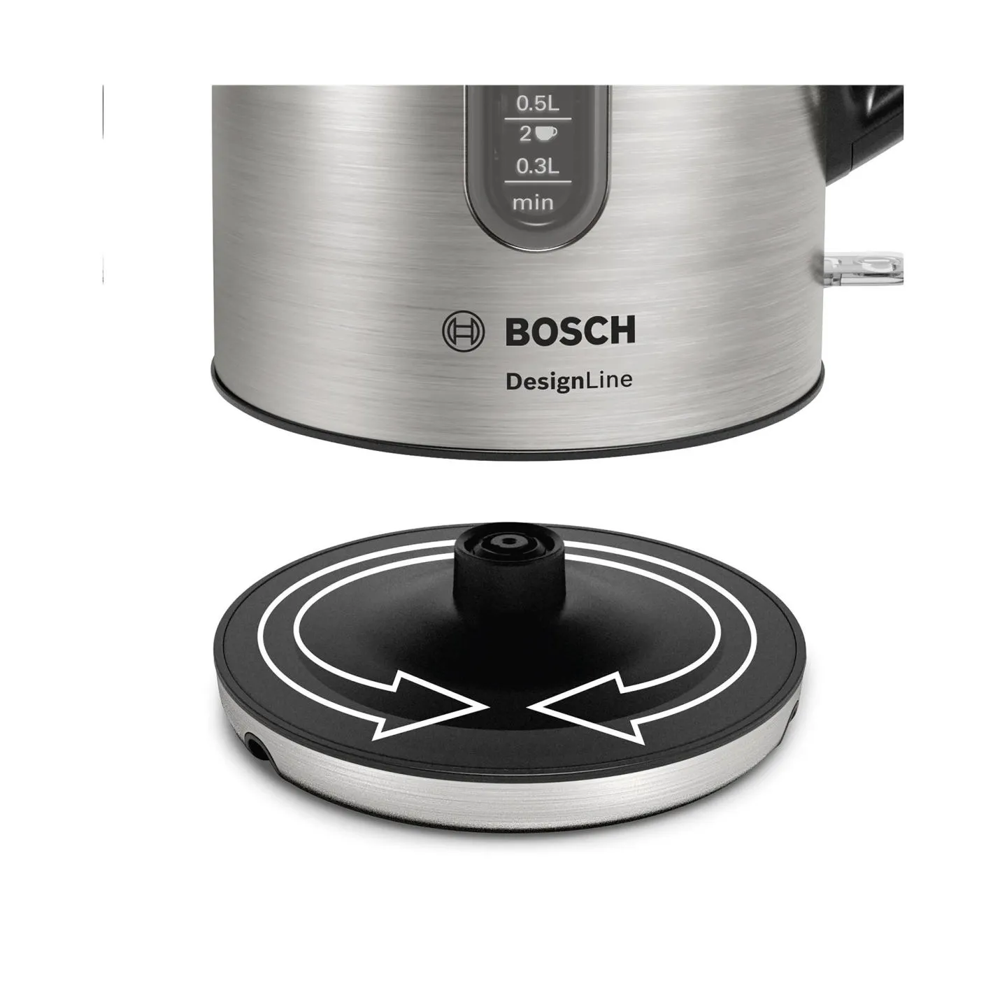 Bosch | Kettle | DesignLine TWK4P440 | Electric | 2400 W | 1.7 L | Stainless steel | 360° rotational base | Stainless steel/Blac