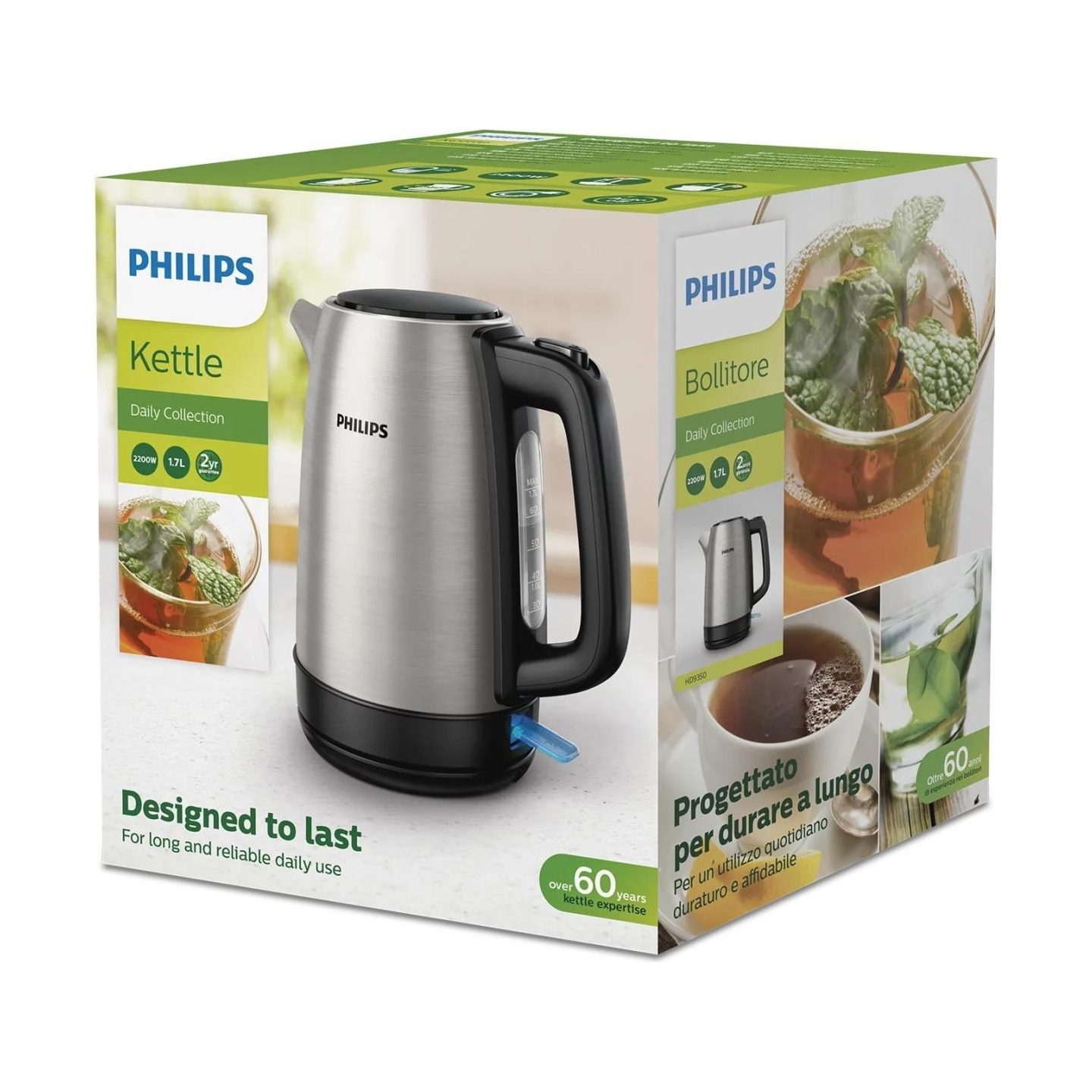 Philips Phlips Daily Collection Kettle HD9350/90, 1,7l, Light indicator, Metal / HD9350/90