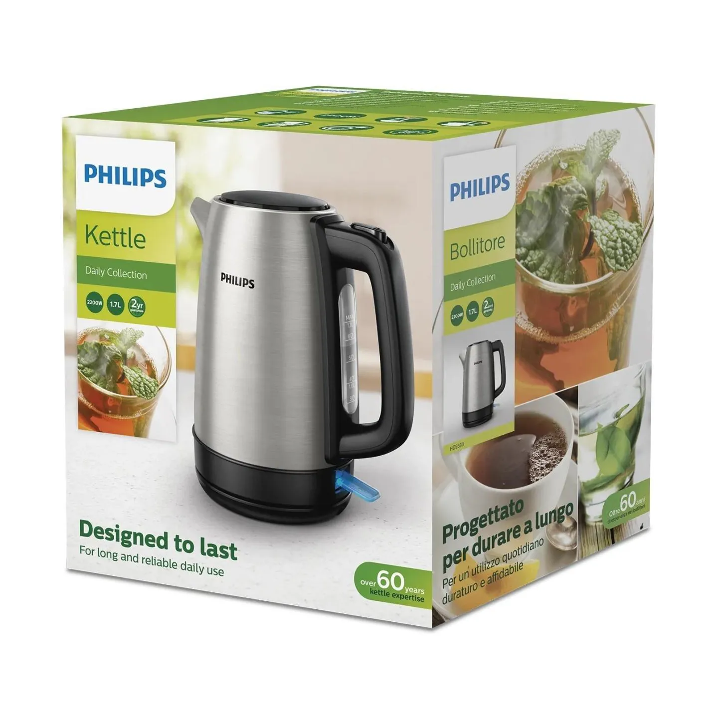 Philips Phlips Daily Collection Kettle HD9350/90, 1,7l, Light indicator, Metal / HD9350/90
