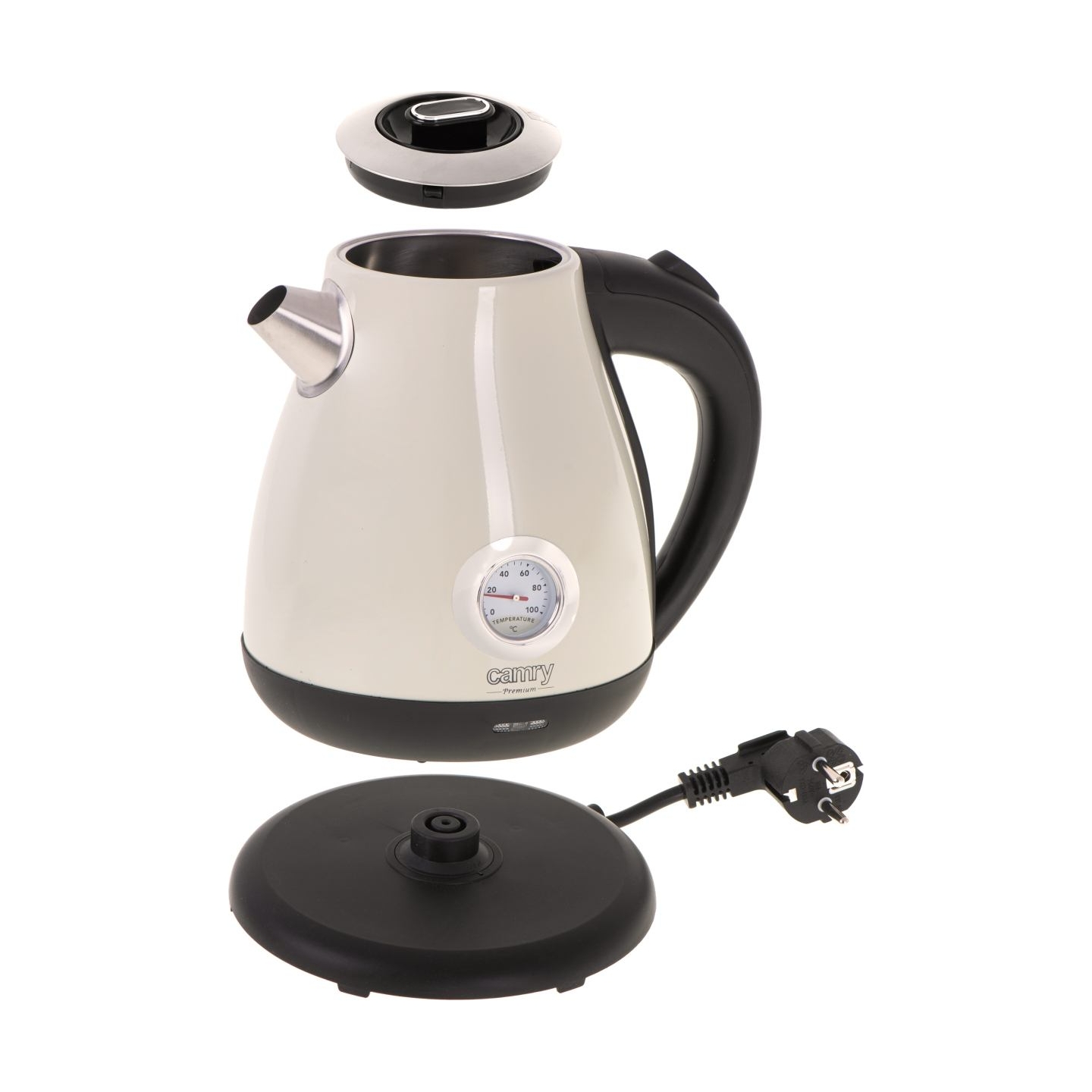Camry | Kettle with a thermometer | CR 1344 | Electric | 2200 W | 1.7 L | Stainless steel | 360° rotational base | Cream