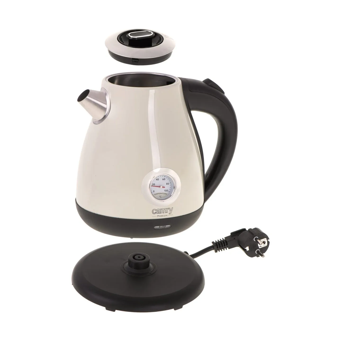 Camry | Kettle with a thermometer | CR 1344 | Electric | 2200 W | 1.7 L | Stainless steel | 360° rotational base | Cream
