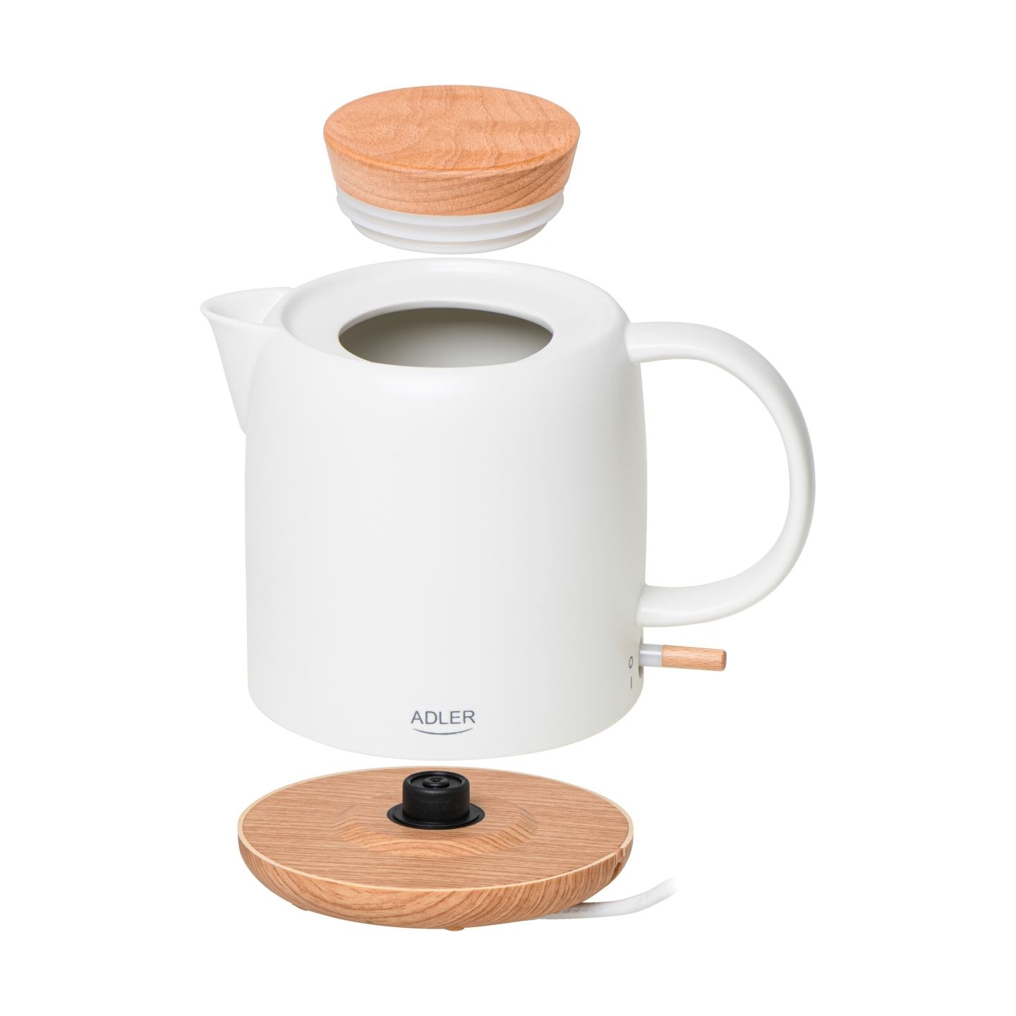 Adler Electric Kettle | AD 1304 | Electric | 1200 W | 1 L | Ceramic | 360° rotational base | White