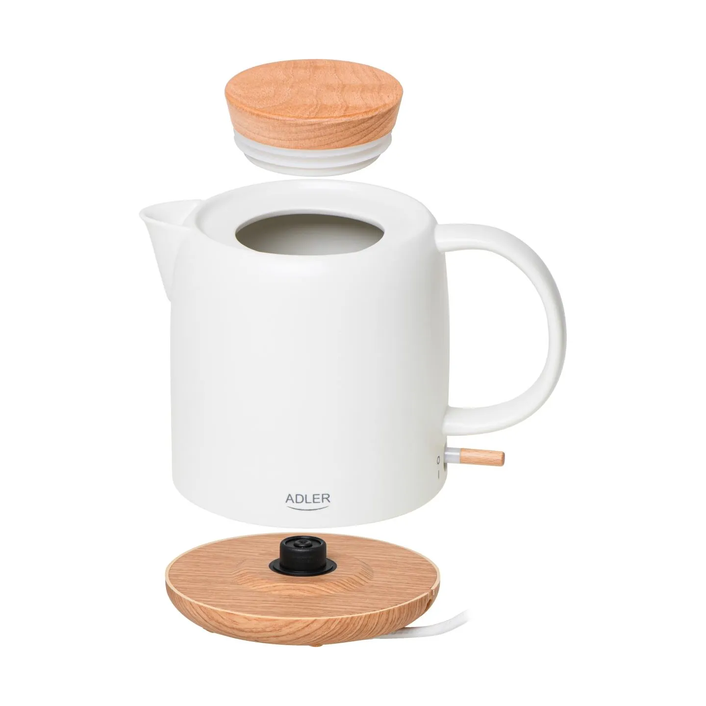 Adler Electric Kettle | AD 1304 | Electric | 1200 W | 1 L | Ceramic | 360° rotational base | White