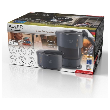 Adler Silicon Travel Kettle | AD 1377 | Travel Kettle | 600 W | 0.6 L | Silicon | Grey