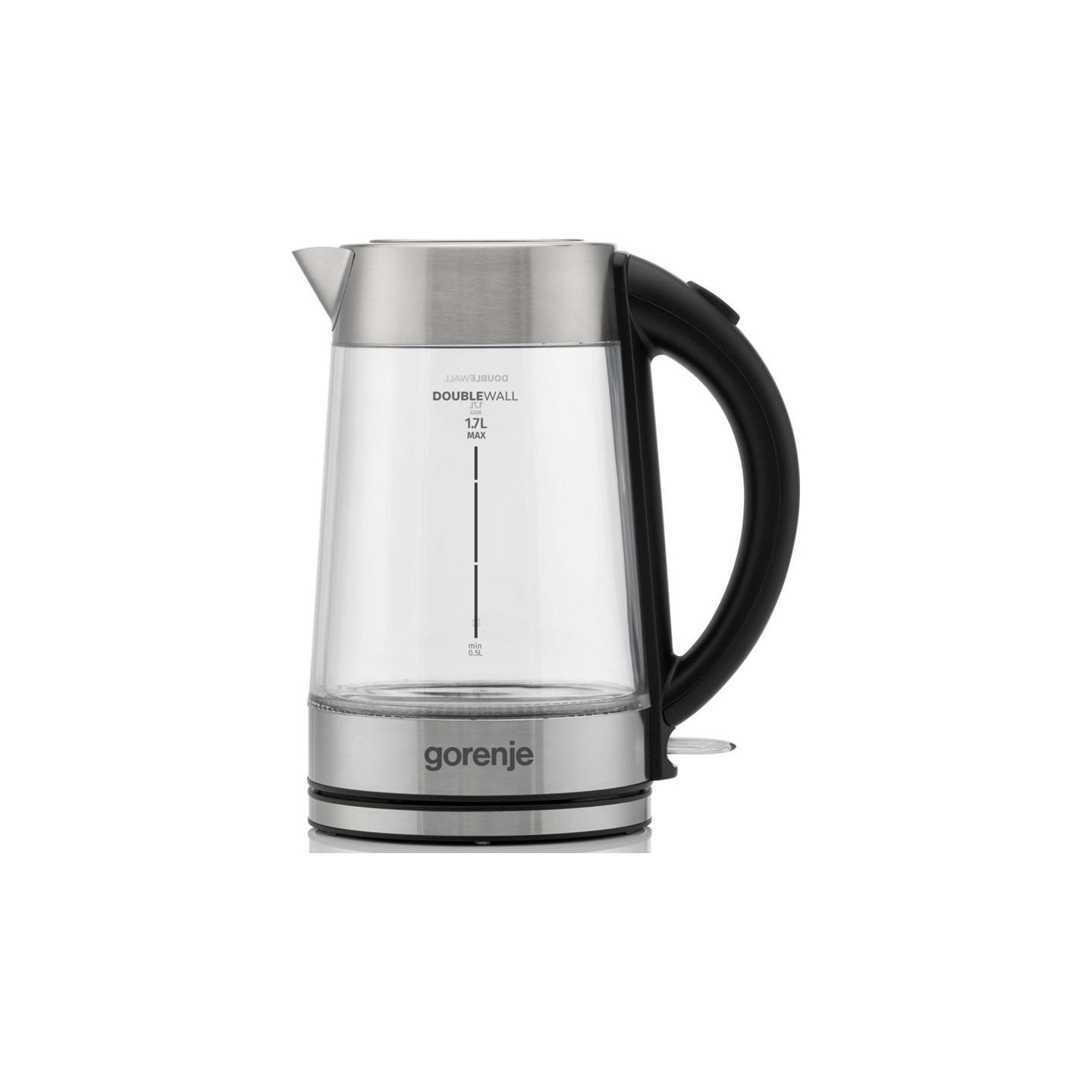 Gorenje Kettle | K17GDWII | 2200 W | Electric | 1.7 L | 360° rotational base | Stainless steel/Glass | Stainless steel/Transpare