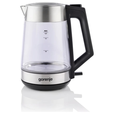 Gorenje K17OGS | Kettle | Electric | 1.7 L | 2200 W | 360° rotational base | Stainless steel/Glass | Stainless steel