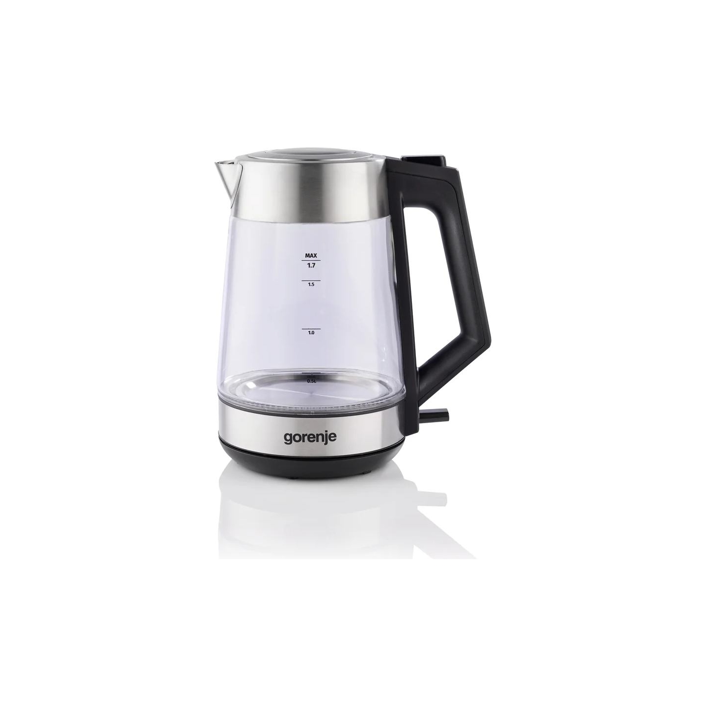 Gorenje K17OGS | Kettle | Electric | 1.7 L | 2200 W | 360° rotational base | Stainless steel/Glass | Stainless steel