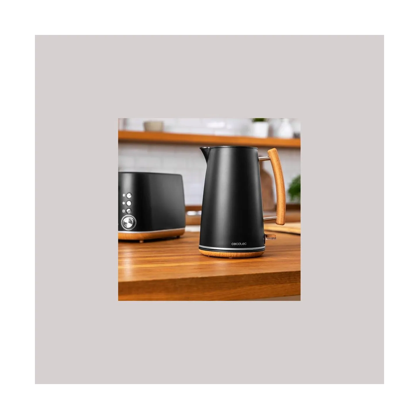 Cecotec Kettle | ThermoSense 400 | Electric | 3000 W | 1.7 L | Stainless steel/BPA | 360° rotational base | Black Woody