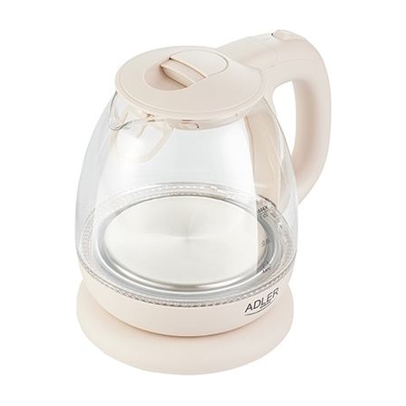 Adler | Kettle | AD 1283C | Electric | 900 W | 1 L | Glass | 360° rotational base | Cream