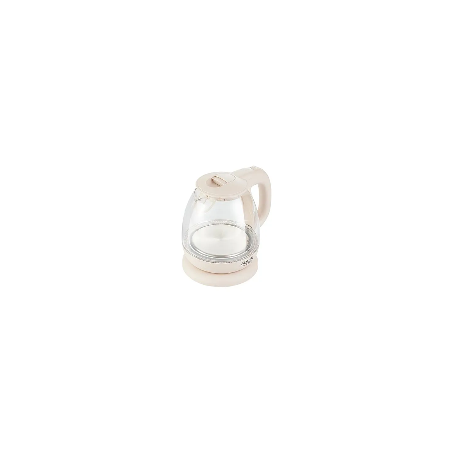 Adler | Kettle | AD 1283C | Electric | 900 W | 1 L | Glass | 360° rotational base | Cream